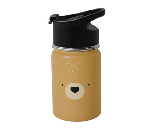 Botella de Acero con tapón negro y dibujo de oso